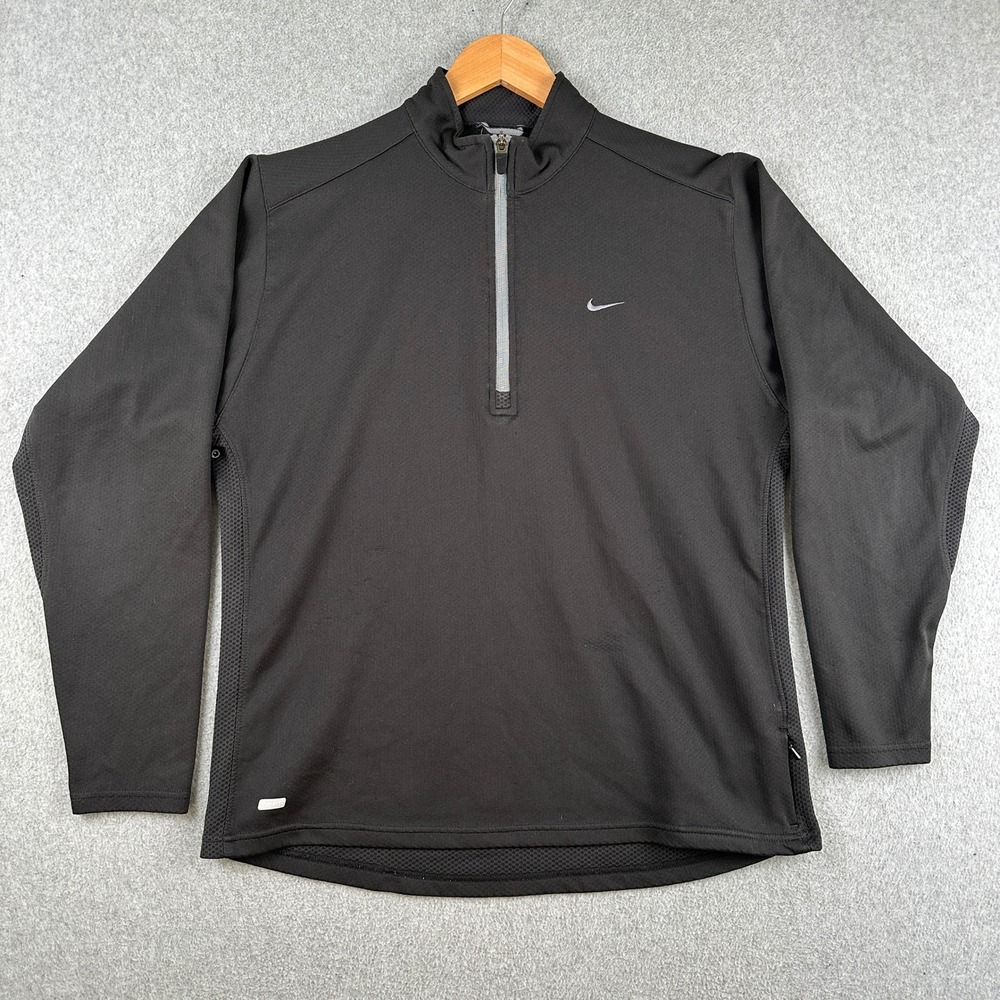 Nike Pullover Mens M Black Dri-Fit 1/4 Zip Long Sleeve Athletic Performance